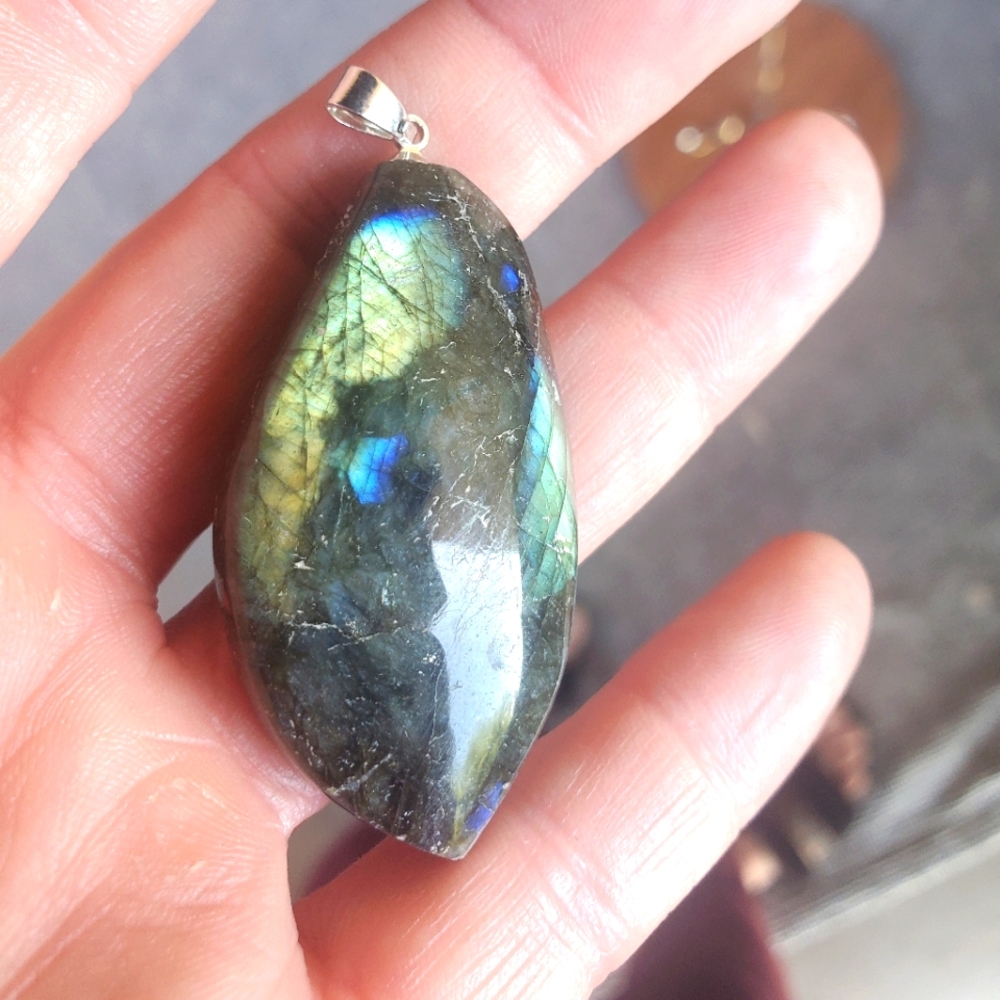 New Natural Fiery Labradorite Pendant.